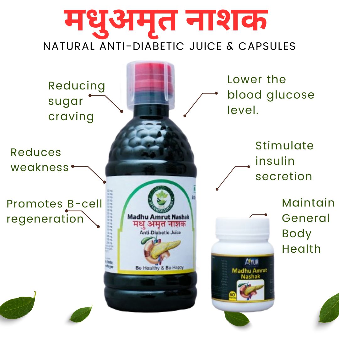 Madhu Amrut Nashak Diabetes Care Combo: Juice & Capsules (60 capsules +500ML Liquide)